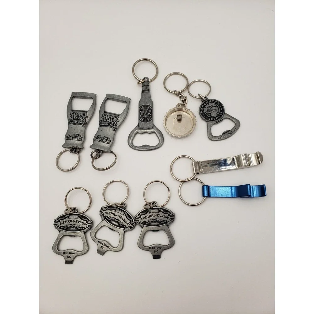 Lot 10 Keychain Bottle Openers Deschutes Sierra Nevada Knee‎ Deep Sam Adams Etc